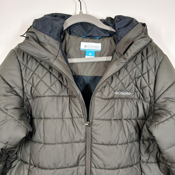 Columbia Quilted Puffer Jacket Womens Sz 1X Army Green Hooded Gorpcore Winter - Picture 3 of 7